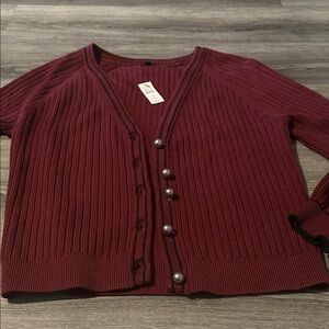 Talbots Deep‎ Red Cardigan Sweater
